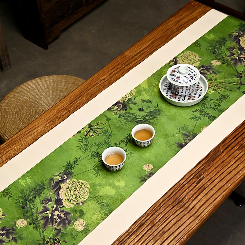 防水茶席云纱桌席垫子高端新中式轻奢长条茶几布茶具桌垫茶道配件
