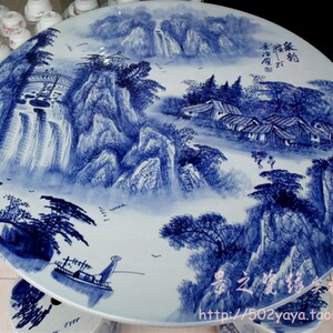景之瓷缘 景德镇陶瓷器手绘青花瓷园林户外石凳子石桌子 山水乡韵