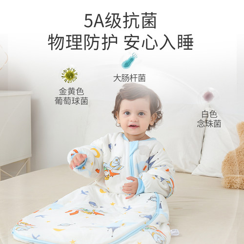 沁馨雅坊婴儿睡袋秋冬款恒温新生儿冬季宝宝一体式防踢被四季通用