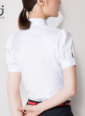 职业正装白色衬衫女时尚休闲洋气职业套装女士衬衣修身工作服夏季