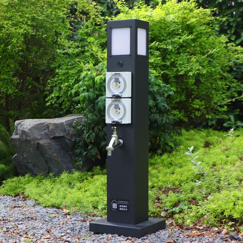 室外户外别墅庭院花园草坪防雨水地插不锈钢立式插座柱水电一体桩
