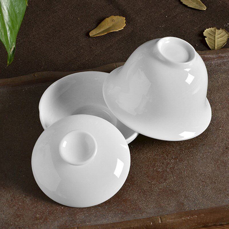 陶立方 白瓷茶具套装玉瓷盖碗八件套陶瓷敬茶碗组合功夫茶具配件