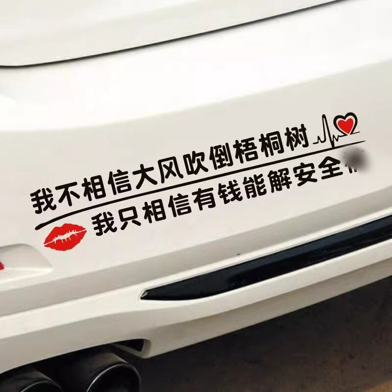 汽车个性搞笑文字贴纸少读书多看报车门贴我不相信大风吹倒梧桐树