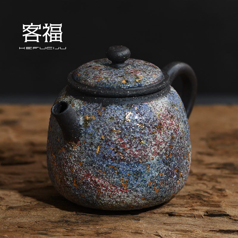 客福日式岩矿茶壶高越纯手工铁胎泡茶器家用功夫茶具创意球孔单壶