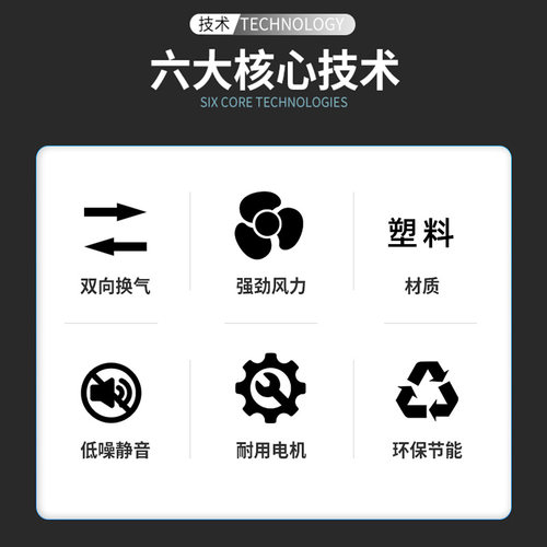 排气扇厨房家用卫生间双向换气扇墙壁式排风扇强力静音油烟换气扇
