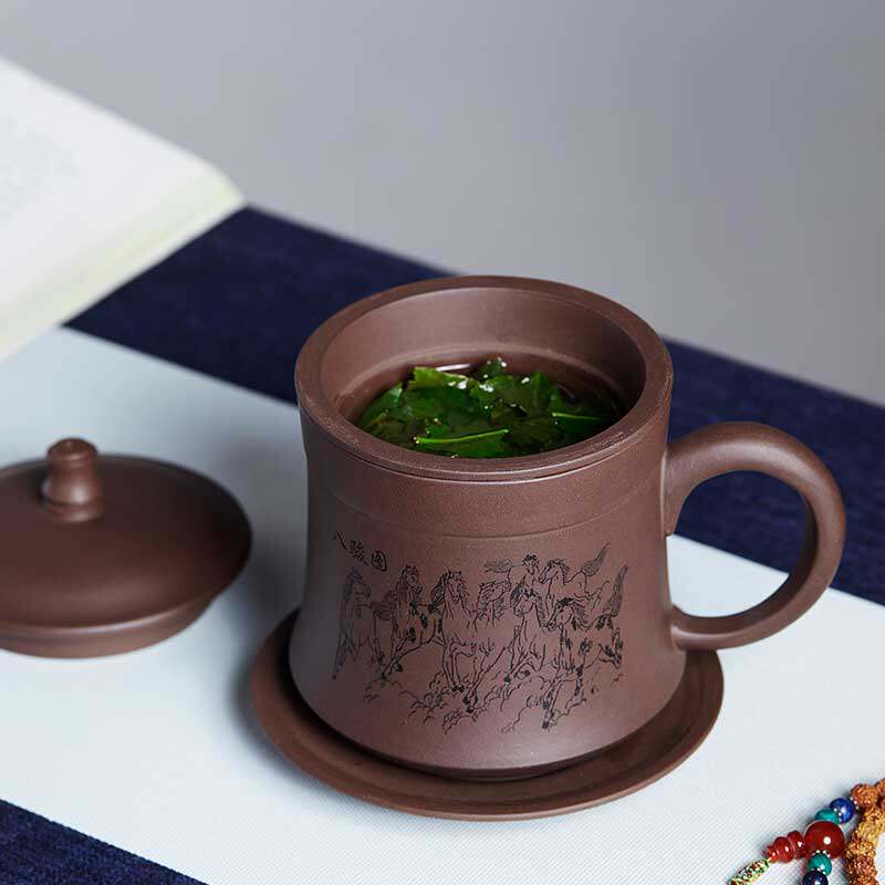 尊壶宜兴紫砂杯茶水分离泡茶杯男带内胆过滤办公盖杯陶瓷杯子茶具