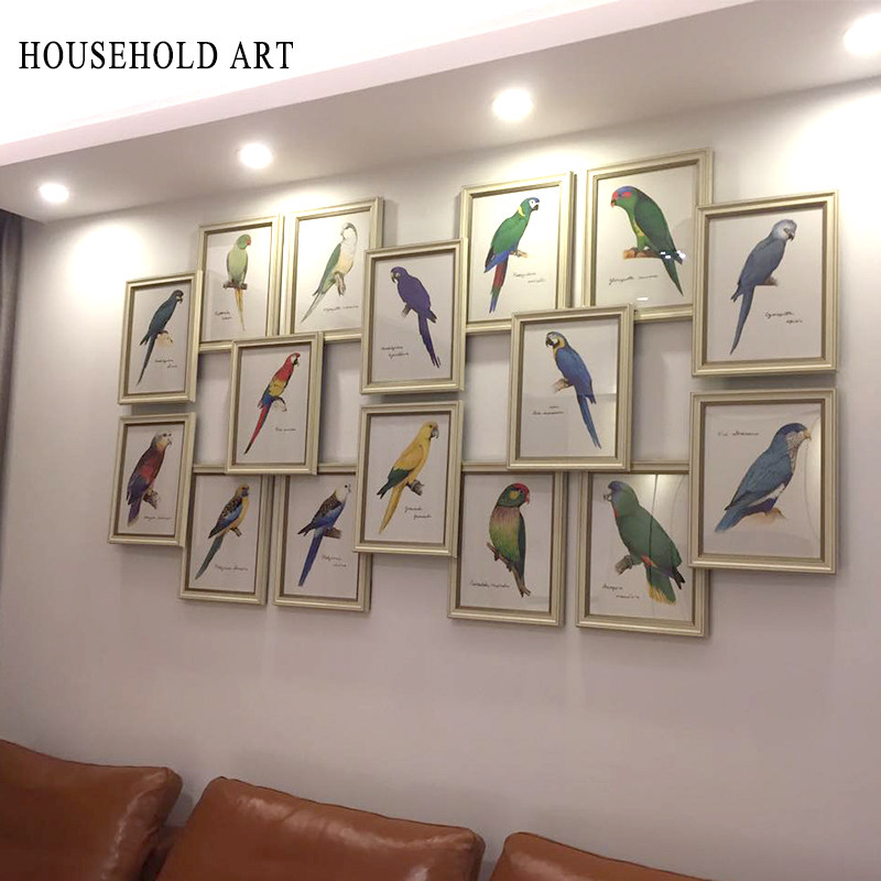 欧式卧室床头hh简美书房挂画餐厅小幅壁画鹦鹉鸟类墙画美式装饰画
