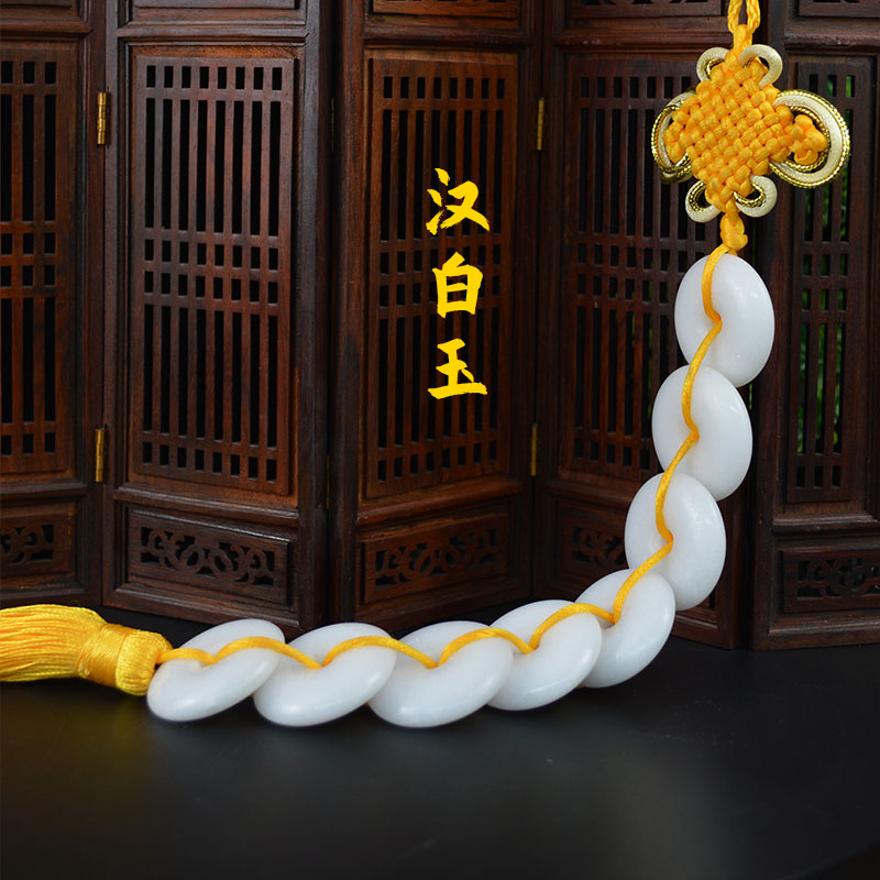 八白玉平安扣挂件汉白玉平安扣挂件摆件车挂室内卧室客厅洗手间
