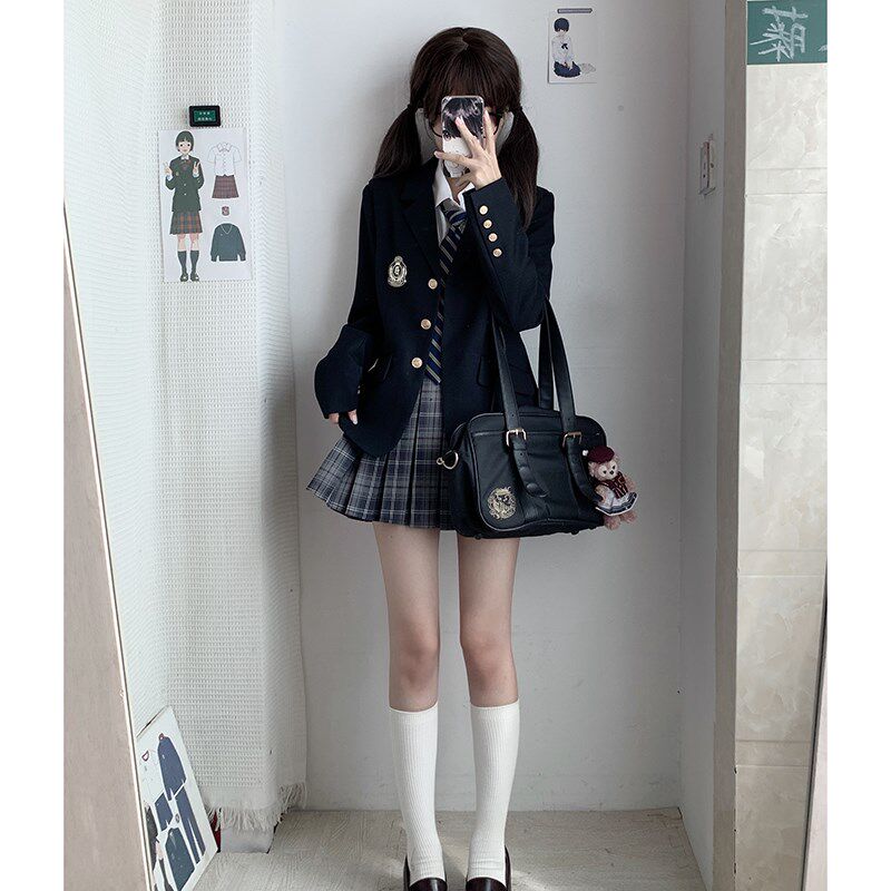 东京岁时记jk制服西装开春外套女学院风黑色小西服女士短外套春秋