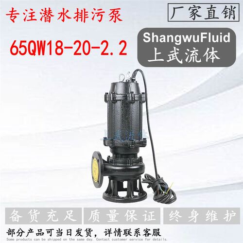 65QW18-20-2.2型铸铁潜水排污泵/地下水池污水潜水输送泵