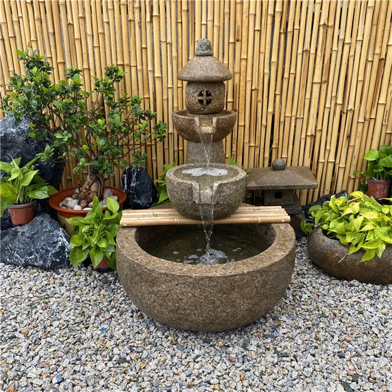 天然原石流水石盆摆件简约石臼庭院中式养鱼池花园造景石槽水景