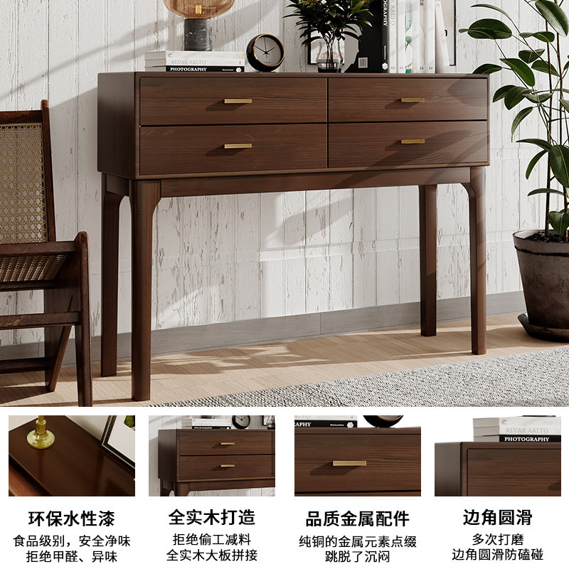 美式风格门厅玄关桌轻奢储物柜过道餐边柜长条几案几高脚柜玄关柜