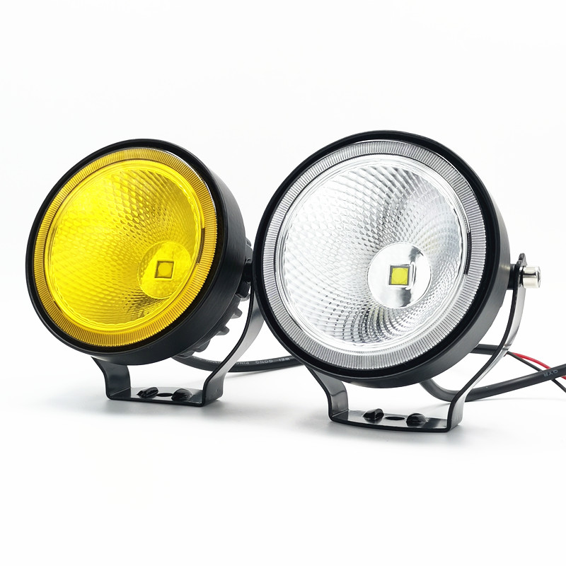 led射灯12v24V超亮聚光汽车货车改装雾灯大灯倒车灯圆形白光黄光