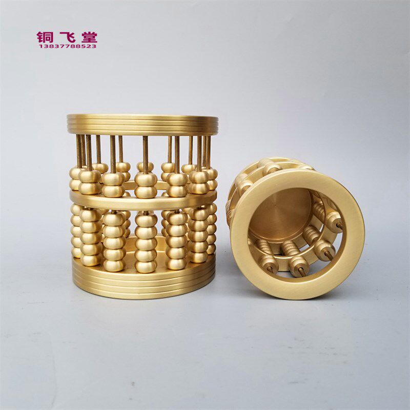 加厚铜笔筒算盘书房用品教师老师办公礼品古铜摆件孔子老子笔筒