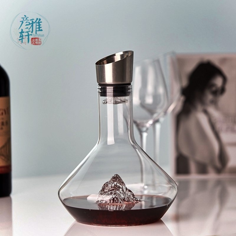 彦雅轩冰山无铅玻璃瀑布醒酒器红酒快速过滤分离器家用葡萄酒酒壶