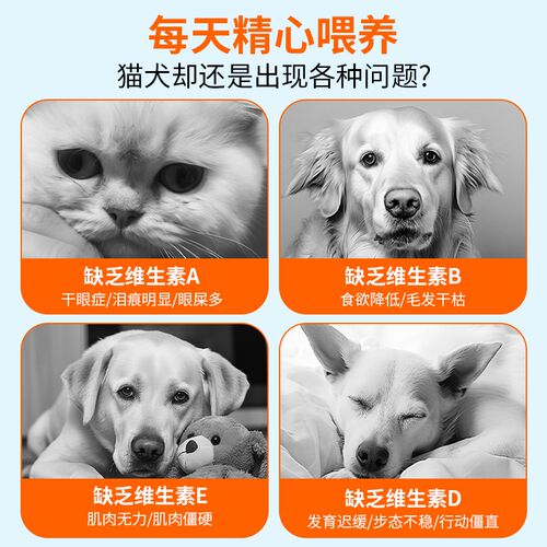 猫咪复合维生素B宠物用营养补充多维片美毛鱼油防掉毛狗狗营养膏