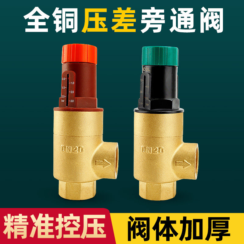 压差旁通阀中央空调可视调节自力式水机地暖25平衡阀铜6分1寸DN32