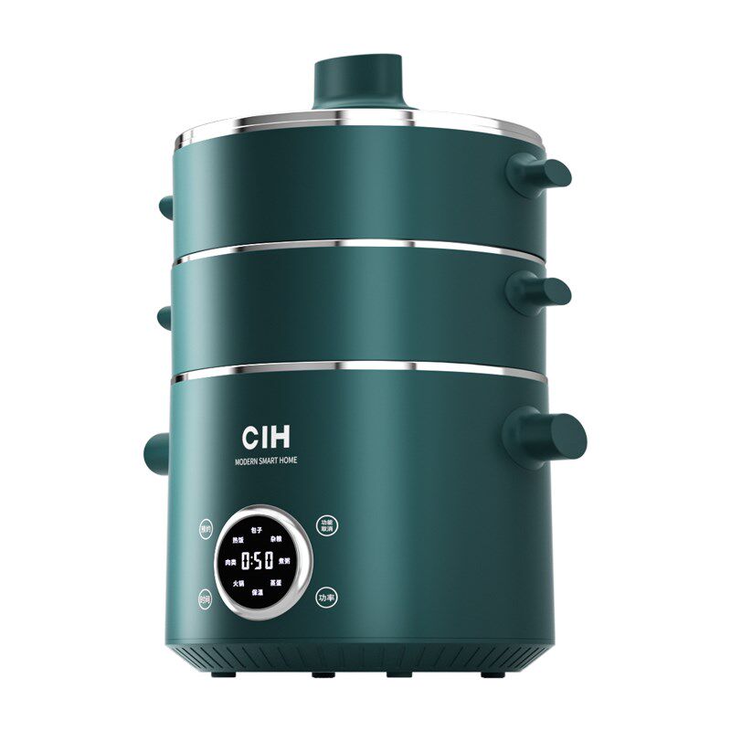 CIH 复古多功能电蒸锅神器家用三层小型蒸菜馒头包子蒸笼预约电锅