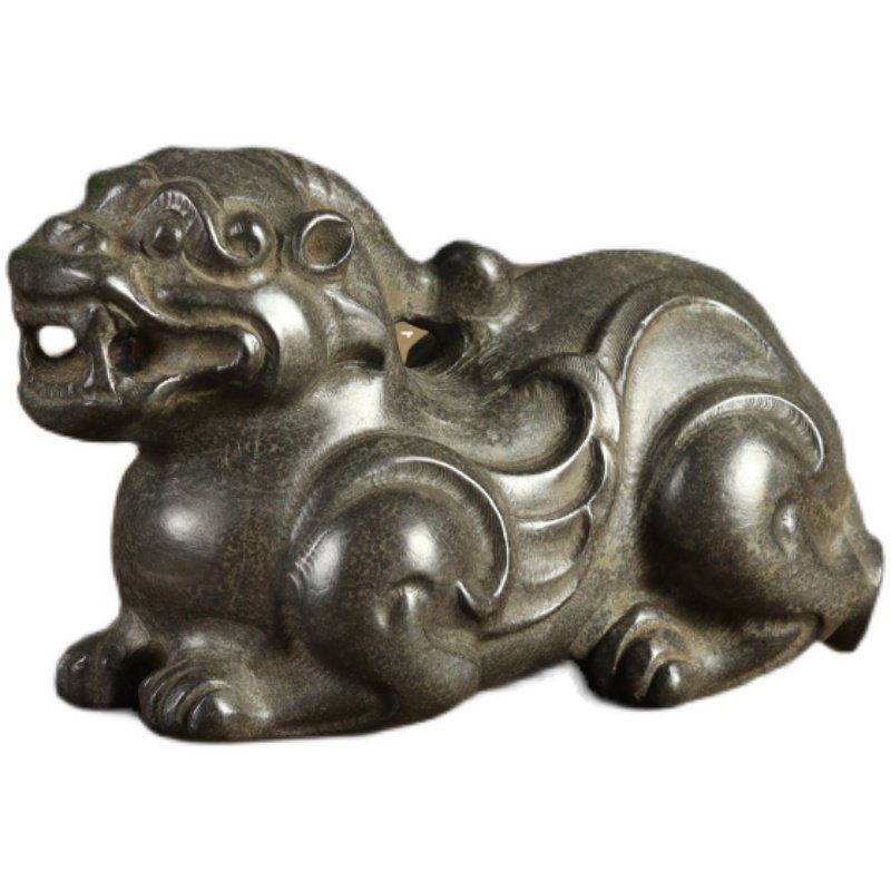 复古青石雕刻摆件小号吸财吸金兽手把件茶宠镇纸石狮子貔貅神兽