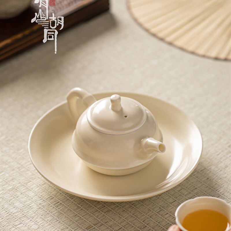覆古禅宗茶壶功夫茶套装竹茶壶鼎窑白陶瓷家用滤孔手捧单壶