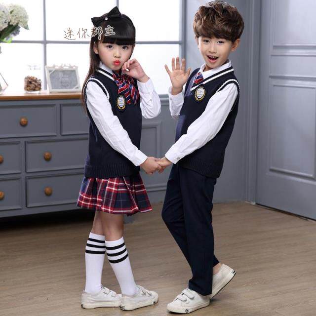 英伦风幼儿园园服校服套装小学生班服春秋背心领结四件套秋季新款