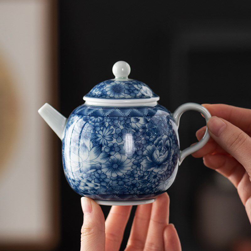 便携式一壶两杯青花瓷户外陶瓷茶壶快客杯旅行包二人功夫茶具套装