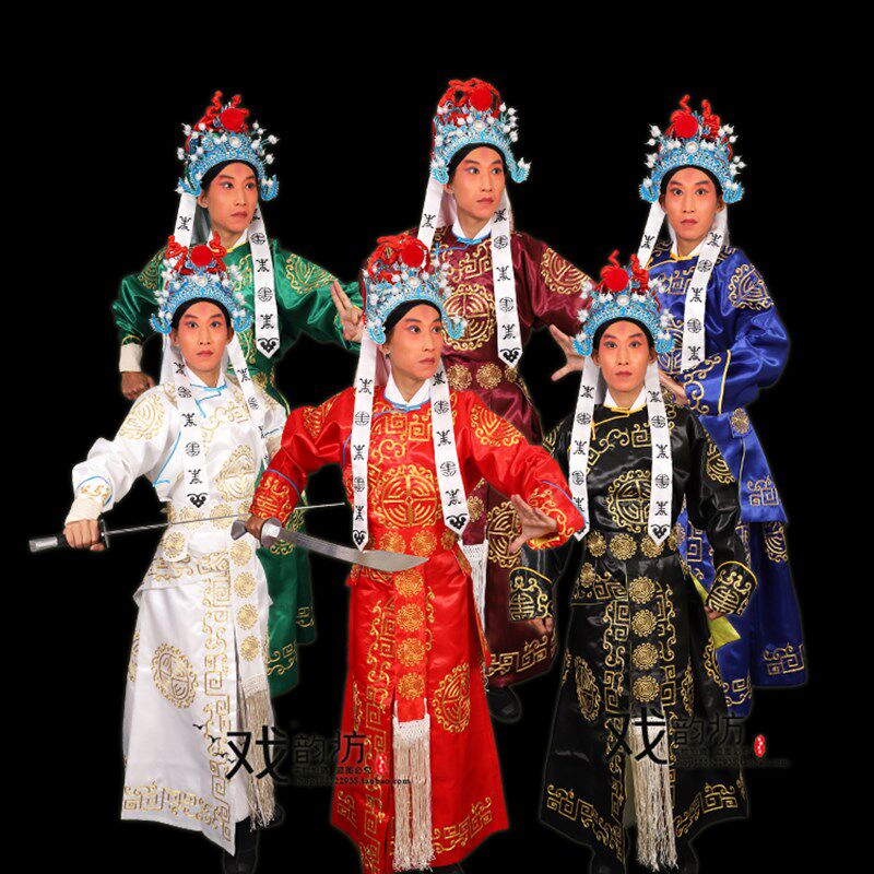 戏曲服装普全金箭衣 古装演出韩琦武生武将军侍卫戏服 白团花剑衣
