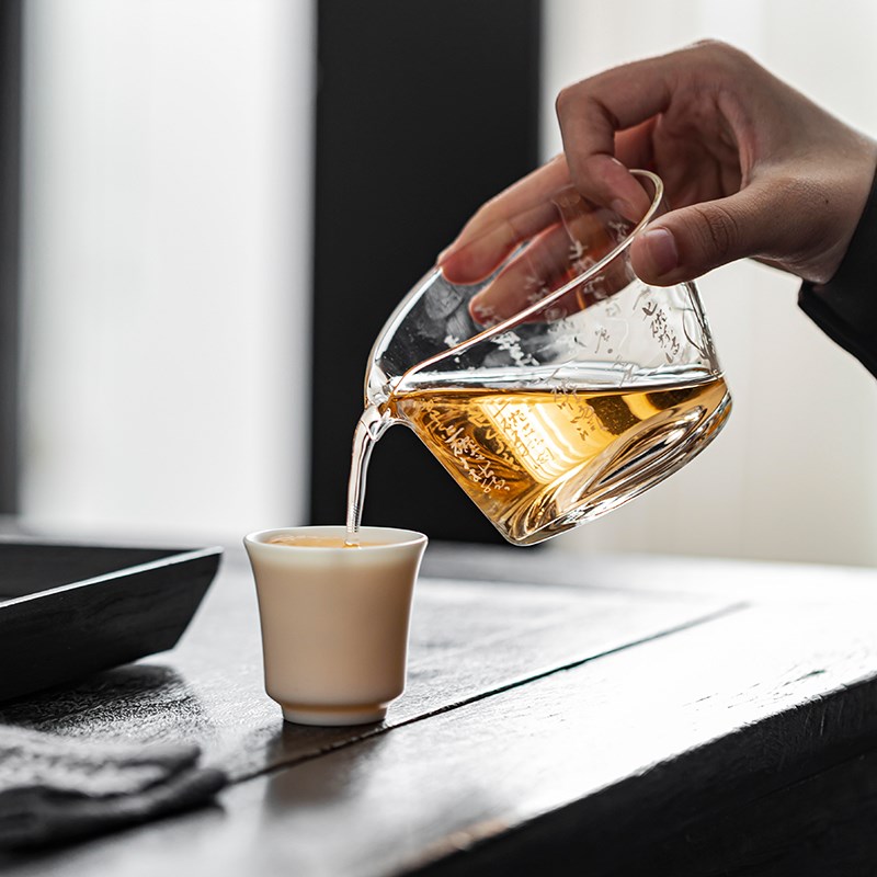 哲明 高透玻璃 七碗茶诗公道杯家用不烫手分茶器工夫茶具茶海公杯