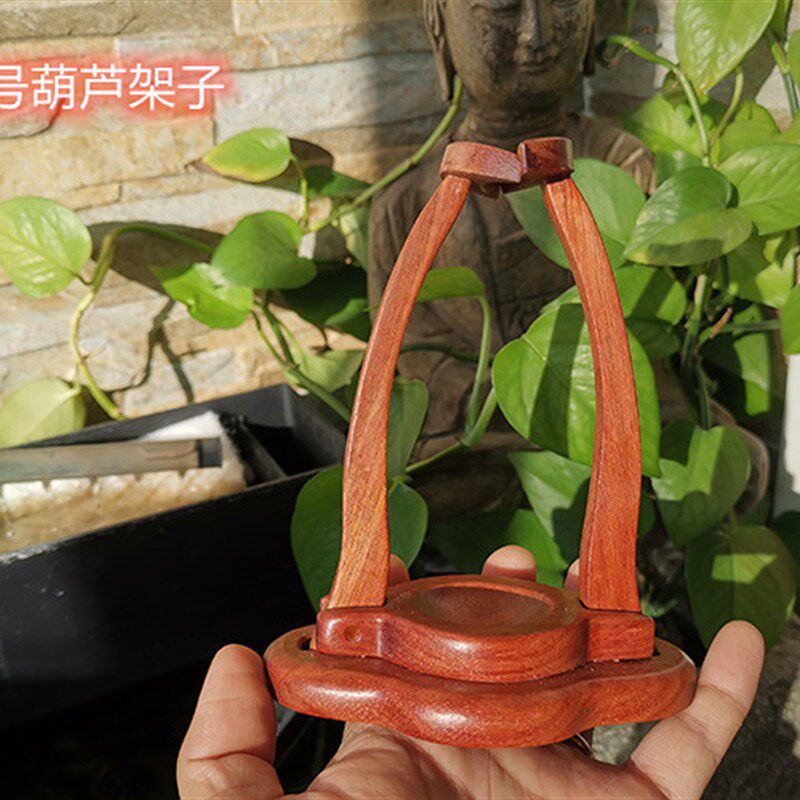 葫芦底座 蝈蝈葫芦展示架摆件 实木三脚架 底托支架木托木质弹簧