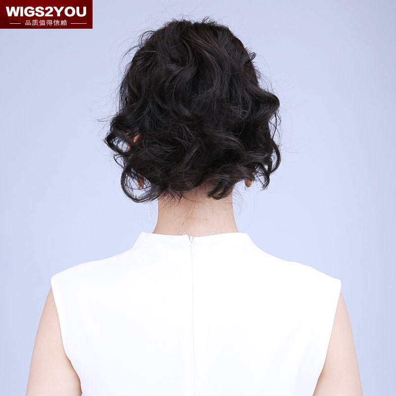 wigs2you 假发短马尾 时尚梨花头中短款卷发抓夹式马尾 轻薄自然