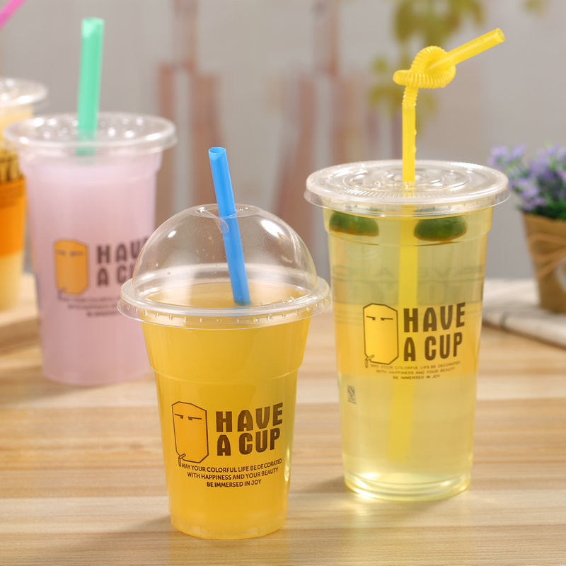 400毫升一次性塑料杯奶茶杯果汁饮料杯豆浆杯来一杯子6克定做包邮