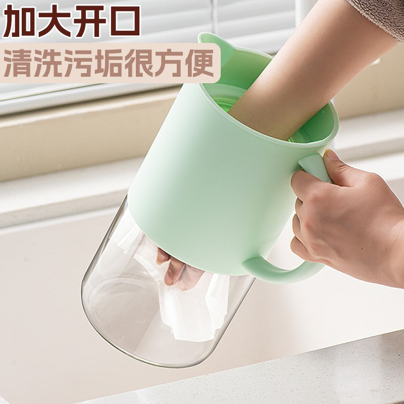 自动开合冷水壶家用大容量防尘耐高温冰箱玻璃泡茶开水凉水杯水壶