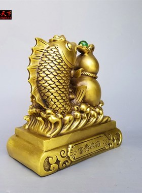 纯铜富贵纳福葫芦鱼摆件年年有鱼福禄有余招财铜鱼家居礼品摆件