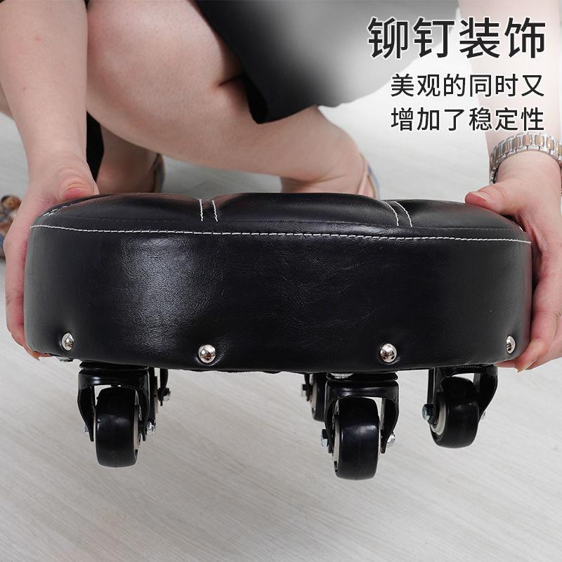 美缝滑轮凳矮凳带轮小凳子圆板凳腹肌盘修脚擦地垫脚凳儿童客厅凳