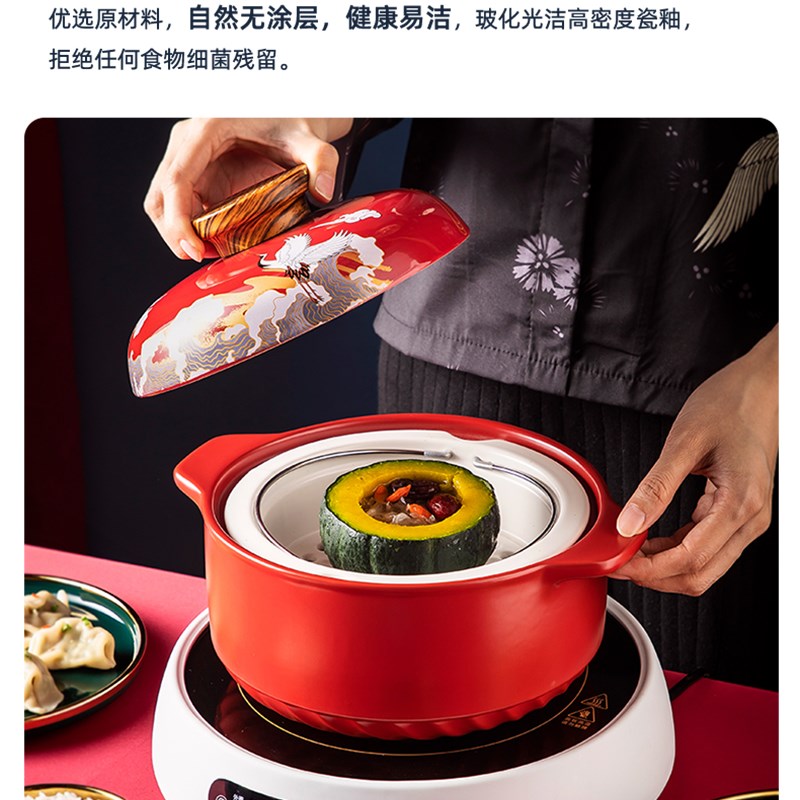国潮系家用陶瓷砂锅煲汤锅耐高温煲仔饭天然干烧日式土锅酒店用品