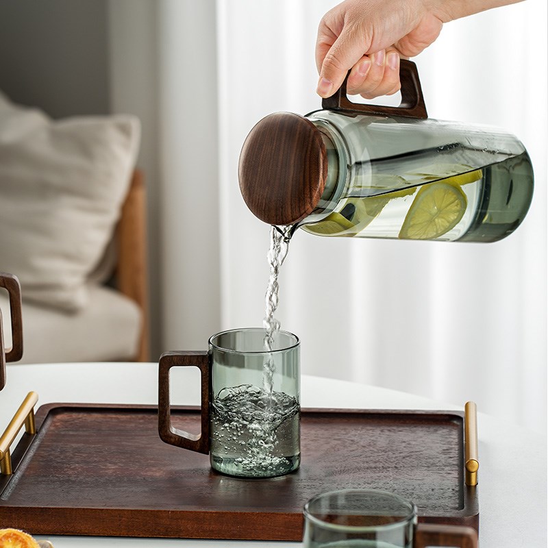 玻璃冷水壶套装泡茶喝水杯子客厅家用杯具乔迁水具轻奢中式凉水壶