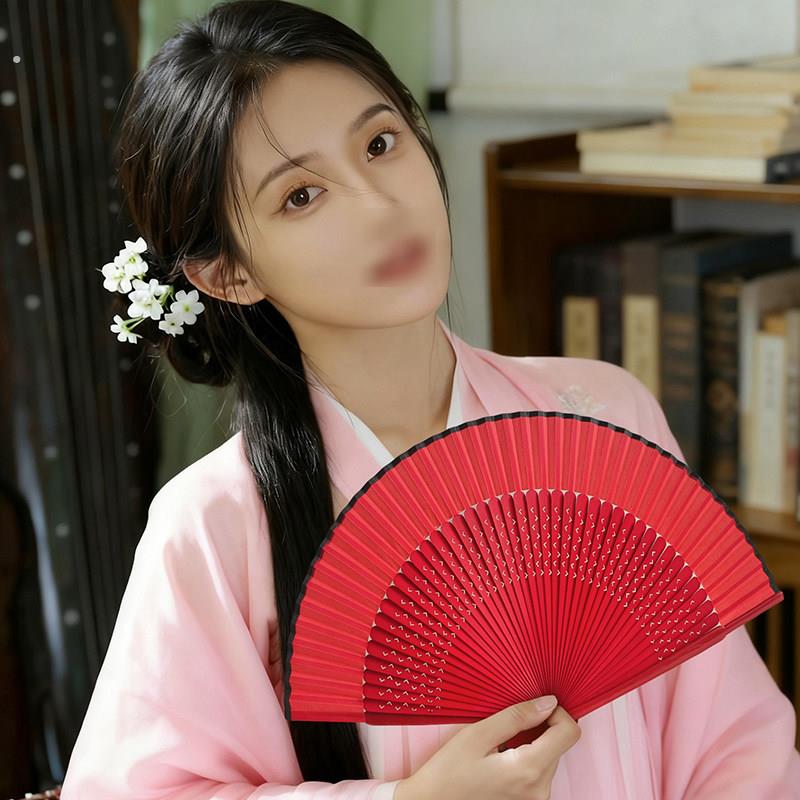 中国风扇子插画日式折扇竹扇折叠手绘舞蹈古风女扇形喷绘烤漆猫扇