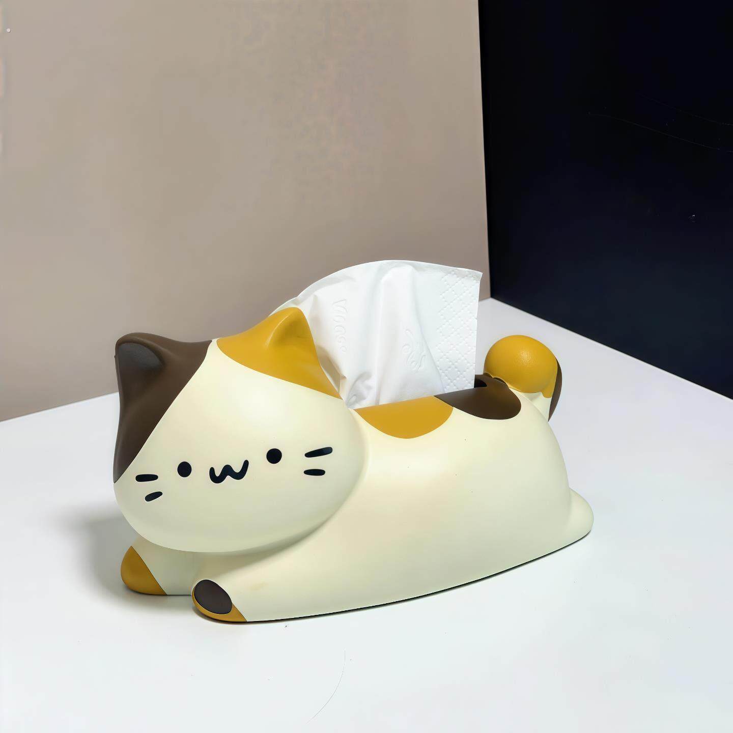 创意猫咪纸巾盒陶瓷卫生纸盒客厅可爱纸巾收纳盒桌面摆件2025新款