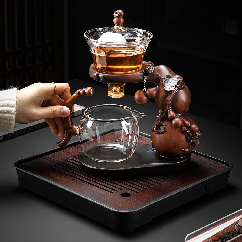 新款葫芦玻璃自动功夫茶具套装家用轻奢懒人泡茶神器磁吸茶壶茶杯