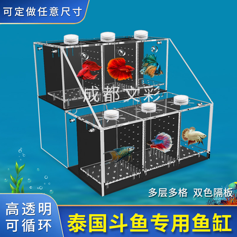 泰国斗鱼缸亚克力高清阶梯多层多格生态缸家用造景过滤桌面小鱼缸