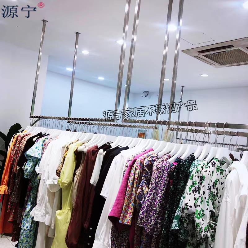 婚纱店服装店展示架上墙不锈钢女装U悬吊架摄影货架礼服架挂衣架