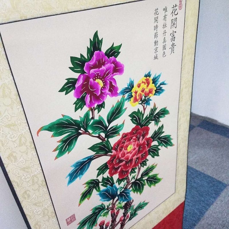 蔚县手工剪纸画 中国风丝绸剪纸挂画 出口级中式工艺礼品 纪念品