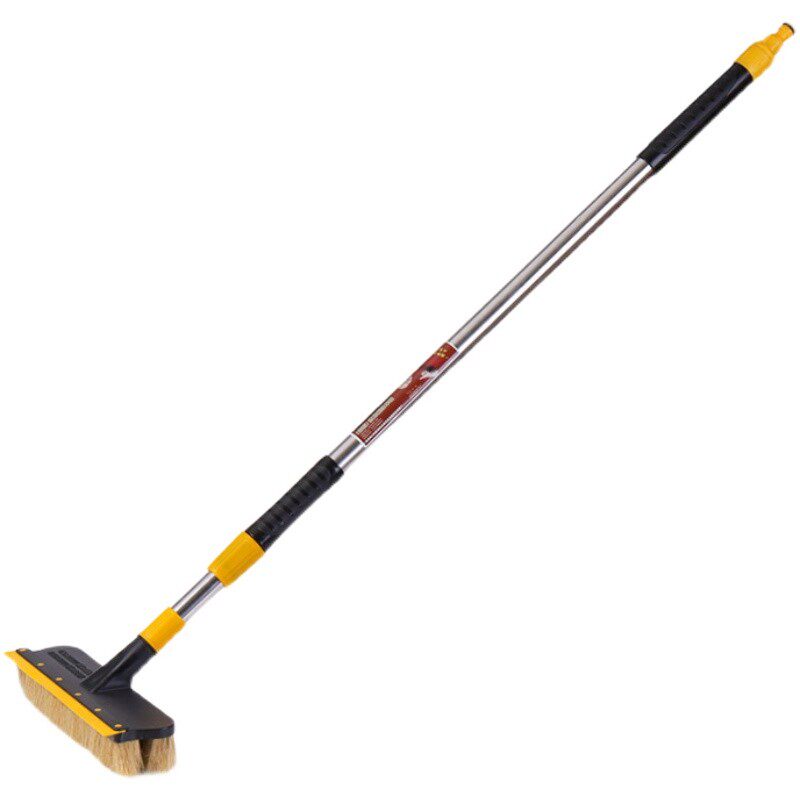 加长柄伸缩猪鬃毛通水洗车刷子软毛大客车专用清洗工具汽车通水刷