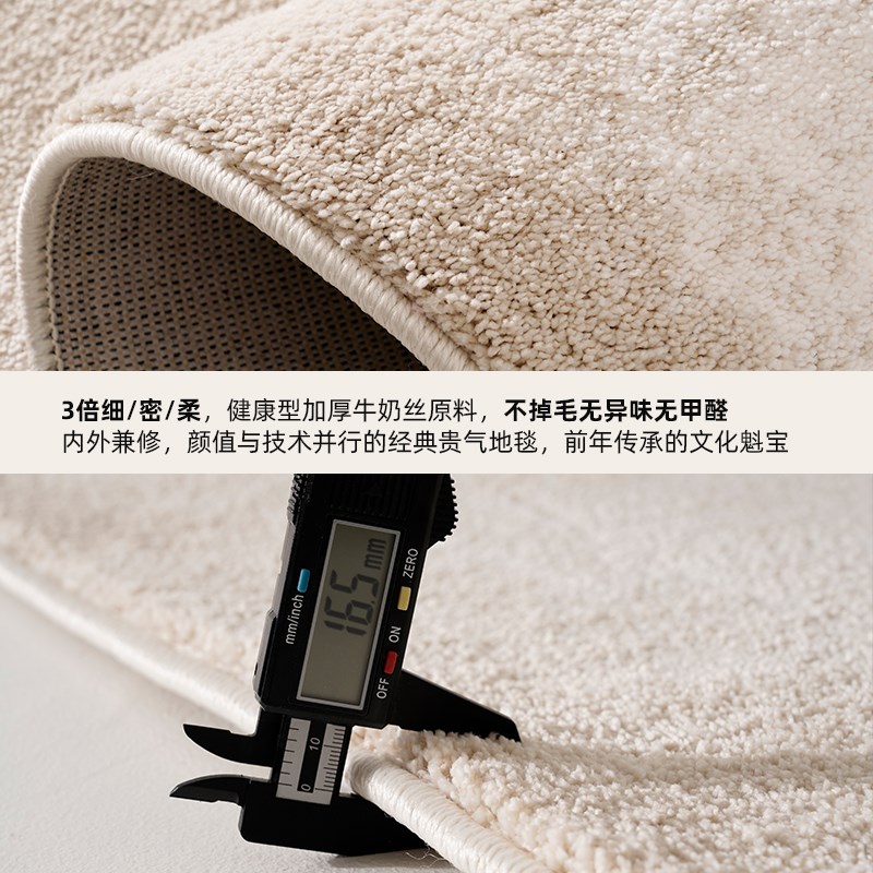 古臻高级感素色地毯丨加厚牛奶丝客厅轻奢法式奶油风卧室床边毯