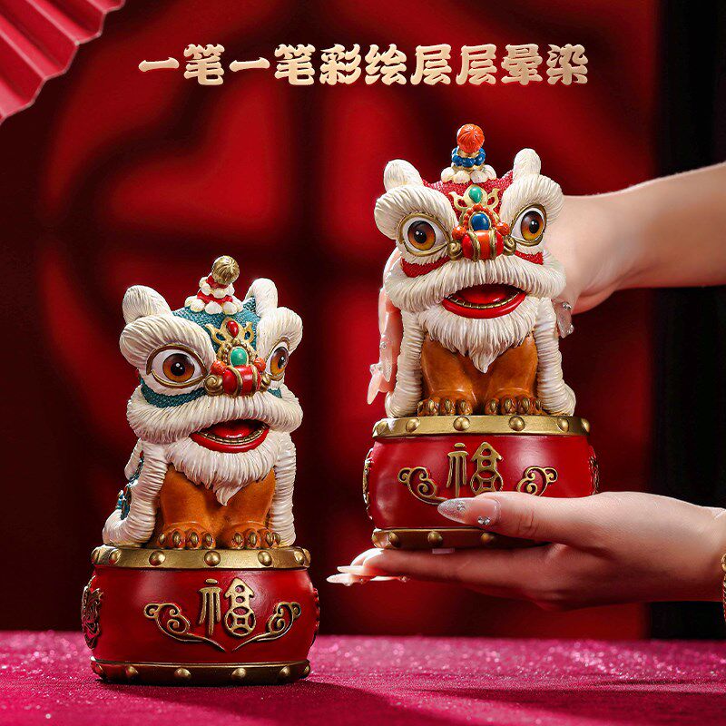 礼师傅国潮醒狮摆件黄铜工艺品家居玄关电视柜办公室装饰乔迁礼品