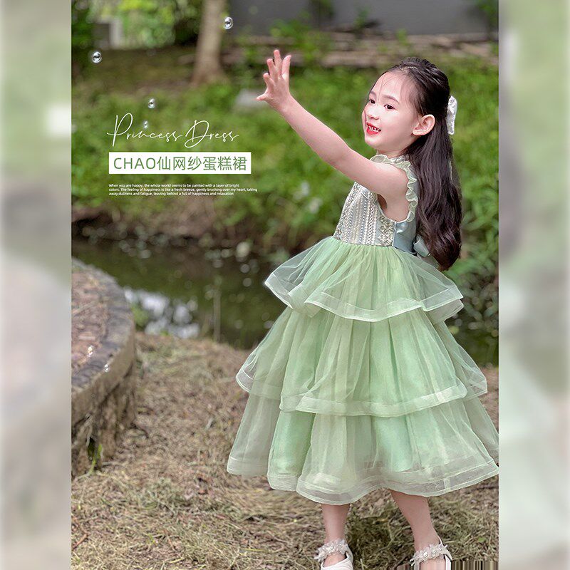 女童旗袍裙夏款2025新款儿童裙子新中式汉服连衣裙时髦网纱礼服裙