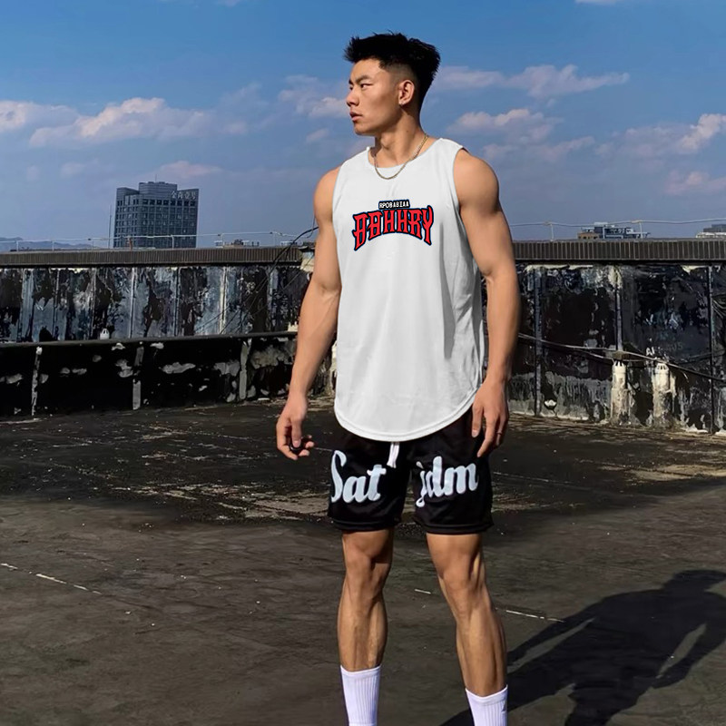 美式篮球服背心男坎肩无袖心形运动球衣上衣训练队服宽松速干透气