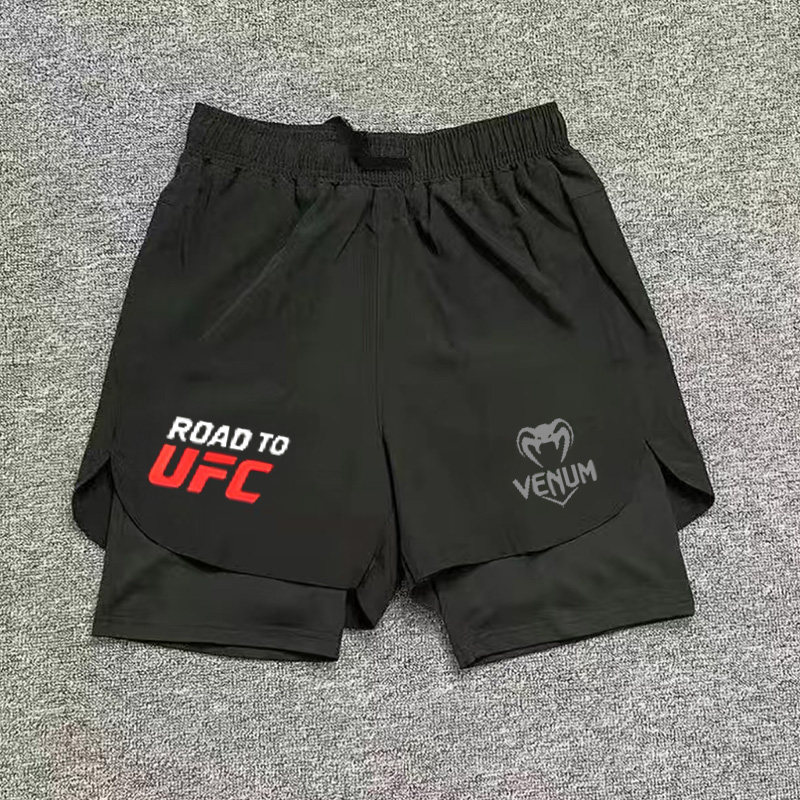 UFC毒液男士速干运动短裤夏季宽松透气双层裤健身训练格斗拳击裤
