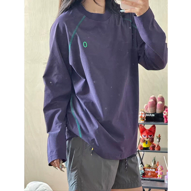 紫色跑步运动防晒速干衣男女款夏季骑行服轻薄冰丝长袖t恤衫