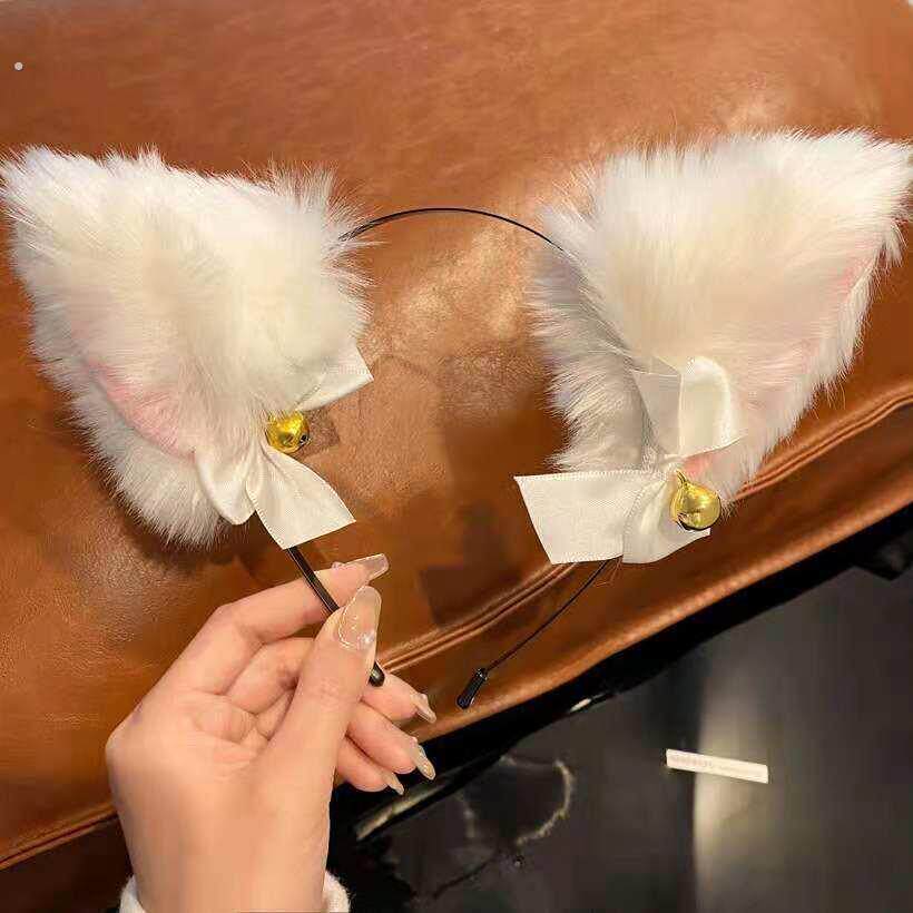 毛绒猫咪耳朵铃铛头箍超仙日系软妹超萌兔耳朵洗脸发箍头饰拍照